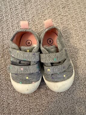 Cat & Jack Gray Sneakers with Pastel Heart Accents